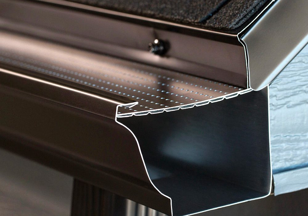 A gutter guard installation on a house.